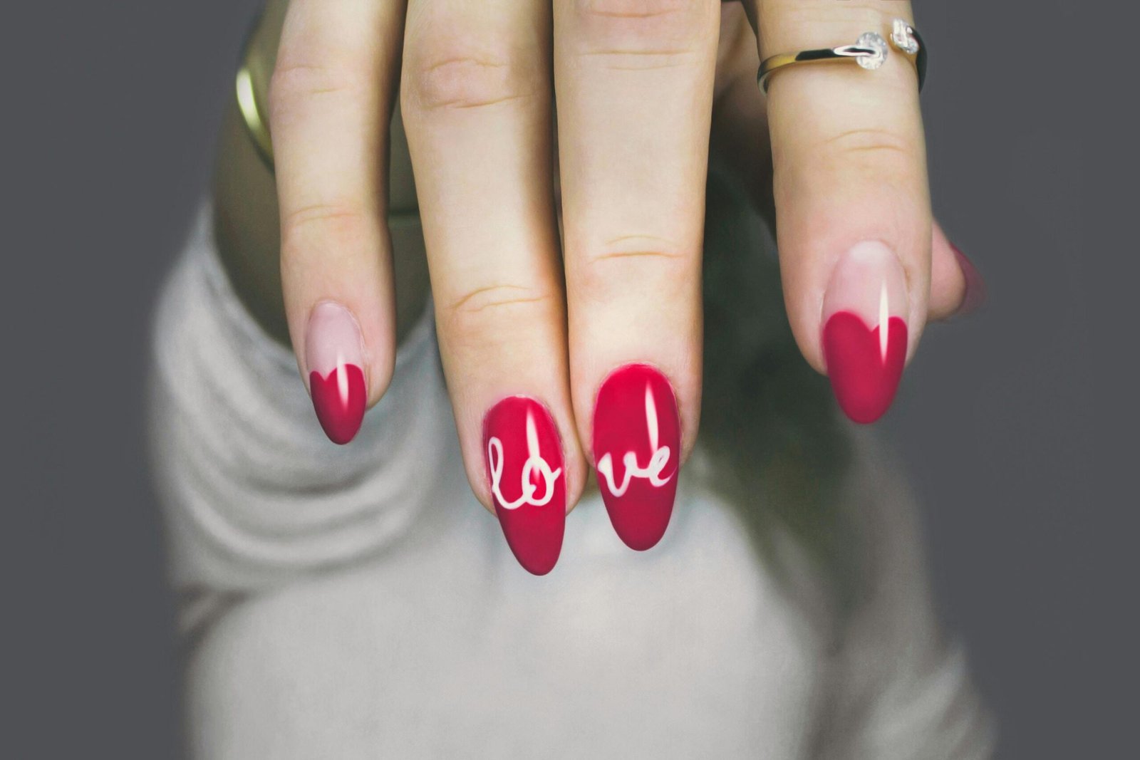 Vibrant red nails with 